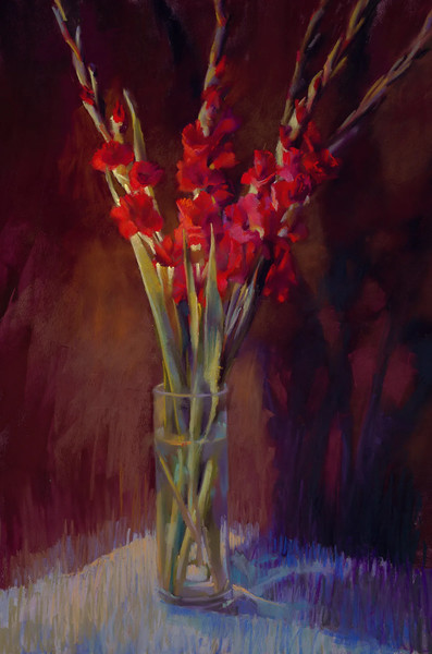 Художница: Cathy Locke (Сан-Франциско, США) — «Red Gladiolus» («Красные гладиолусы»).