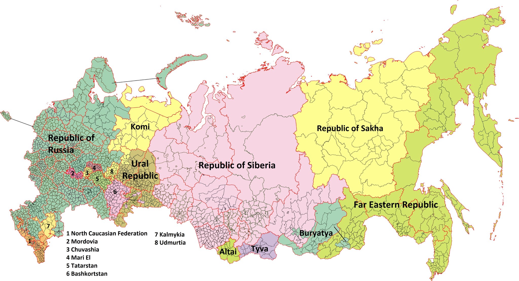 Карта россии и украины с границами 2024