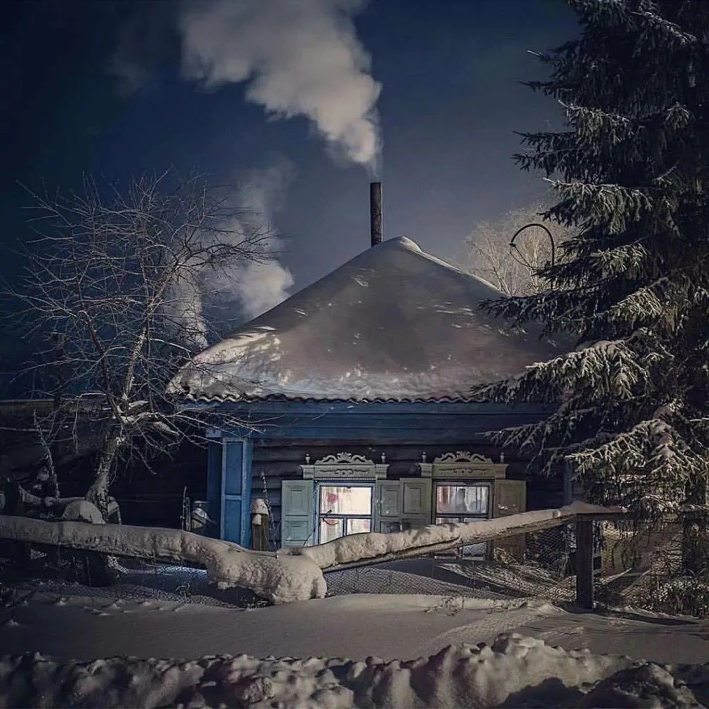 Сибирь зима деревня